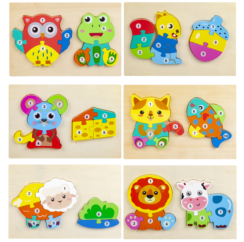Wooden 3D Wholesale Customized Animal Food Chain Early Education Puzzle