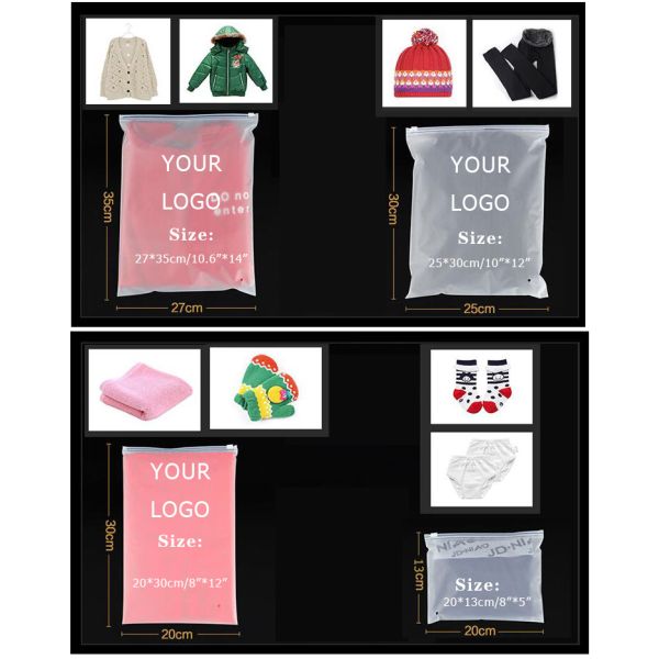 Custom Logo Apparel Zipper Clear Plastic PVC Slider Zipper Bag Cosmetic/Storage bag slider zip lock packing bag zipper