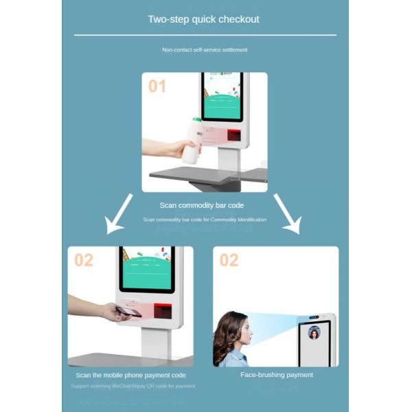24 inch Capacitive Touch 10 Point Self Service Kiosk with Floor Standing Installation for Unmanned Stores