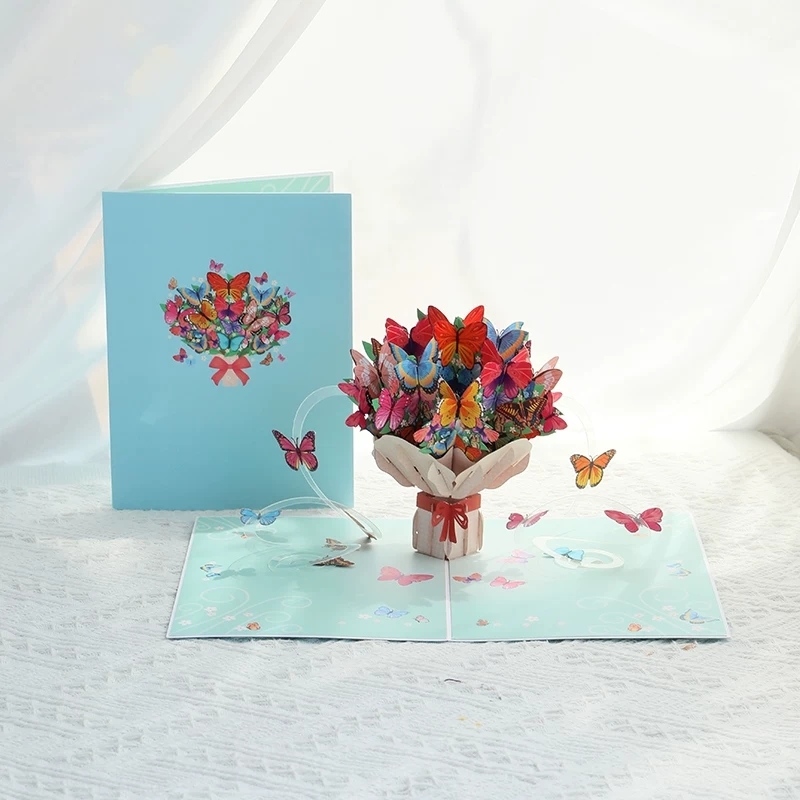 3D Butterfly Bouquet Pop Up Greeting Cards With Multi-Tiered Layered Design