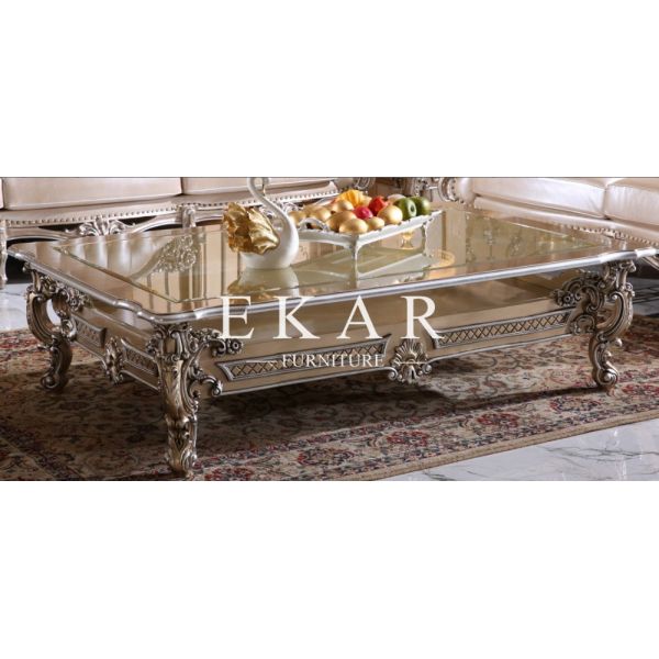 Traditional Square Luxury Wooden Vintage Coffee Table For Living Room LS-A313J-1