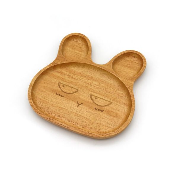 Party Rabbit Natural Wooden Plate Engraving Animal Shaped Plate