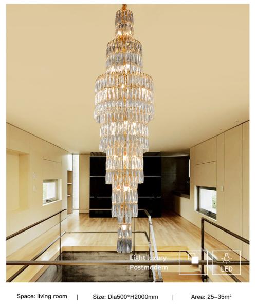 Luxury k9 crystal chandelier long staircase lamp living room lamp(WH-NC-89)