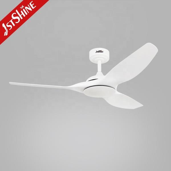 Ventilador de teto de controle remoto inteligente de 52 polegadas lâminas de plástico branco para casa moderna inteligente