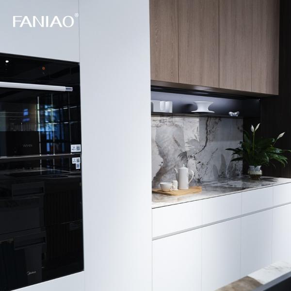 Custom Melamine Kitchen Cabinet Bespoke Modern Kitchen System With Island Table