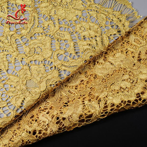 Африканское горячее золото вычуры продажи 2019 вышило ткани шнурка для причудливой одежды сари