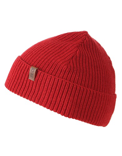 Winter Acrylic Rolling Knit Pom Pom Beanie Long Cuff Beanie Hats Solid Red Color