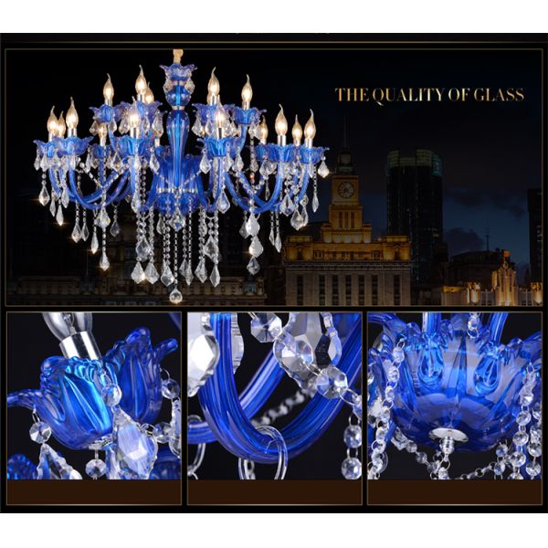 Votive Crystal chandelier Blue Color For Home Lighting (WH-CY-147)