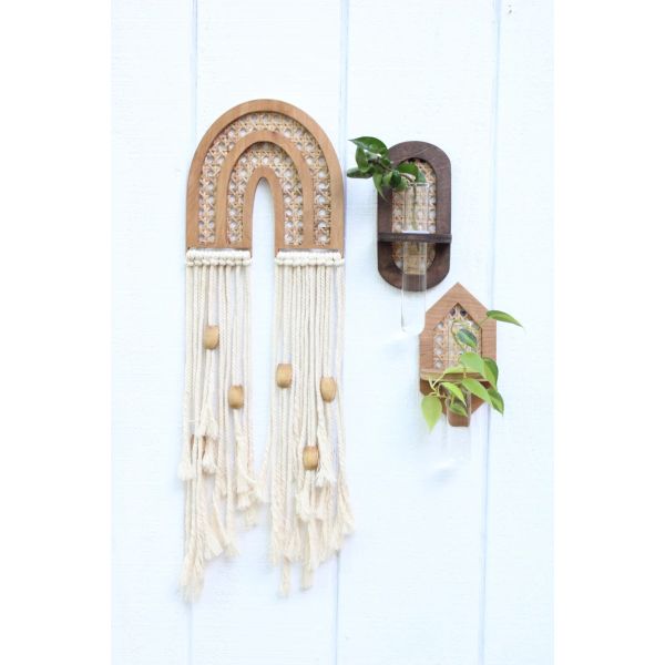 Wall Hanging Boho Hydro Planter Wall Planter with Silk-screen Printing/Burned