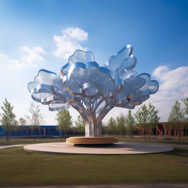 Tree Inspired Sculptural Shade Canopy 	Art Tree Sculpture For Real Estate Hospitality