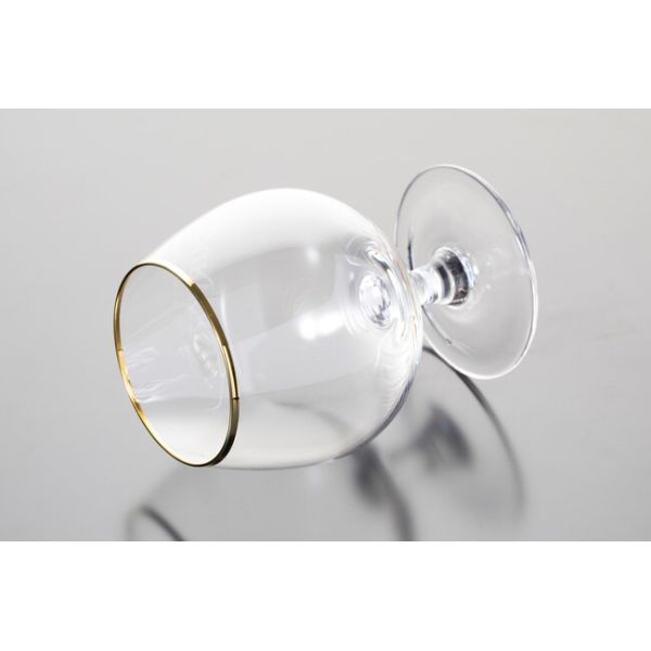 Clear Gold Rim Glass Drinking Goblets 415ml Crystal Cognac Glasses Lead Free