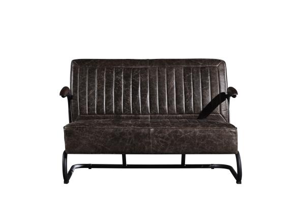Iron Frame 2 Seater Leather Sofa Metal Legs Solide Wood Armrest Office Application