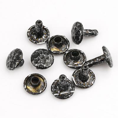 Antique Nickel Bag Rivet 9mm Tubular Double Cap for Leather Craft and Collar Repair