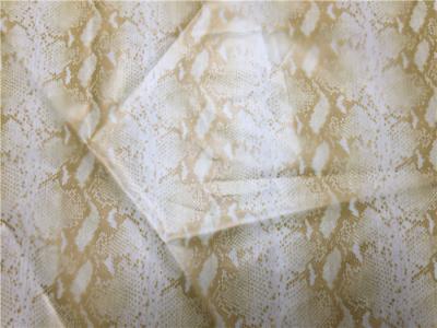 Beige Color Leather Look Fabric , 0.15mm Print Artificial Leather Fabric Snake Skin Design