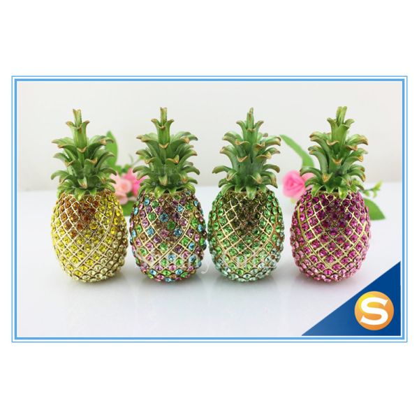 Shinny Gifts Shiny Diamond Pineapple Shape Trinket Box Full Diamond Gift Box