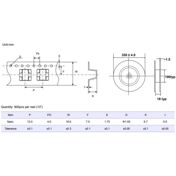 2052 Miniature High Voltage SMT SMD Light Duty 3-Electrode Gas Discharge Tube GDT 90V 10KA