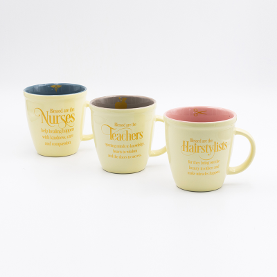Teacher's Day Mugs Bulk Two Tone Color Glazed Ceramic Decal Fired For Company Festival Gifts