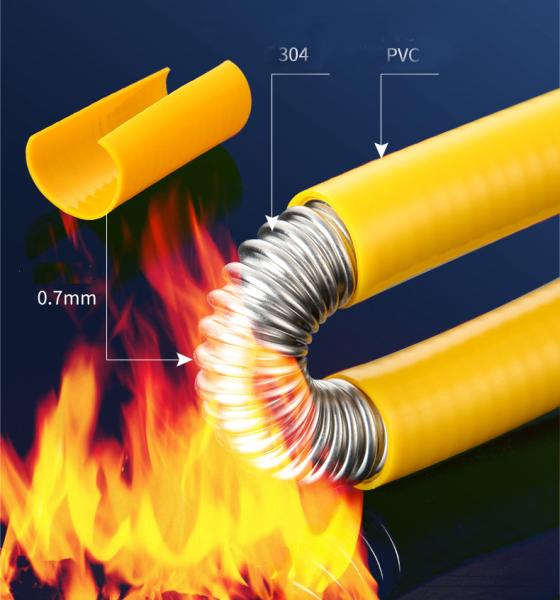 DN15 Stainless Steel Gas Hose , Fireproof corrugated flexible metal hose OD 18.5mm