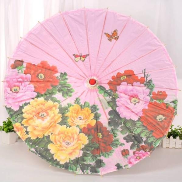 Ancient Chinese Style Oiled Paper Umbrella 42cm Radius 60cm Length Wooden Gourd Top