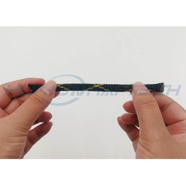Blue Color PET Expandable Braided Sleeving For PC Wire Cable Harness Management
