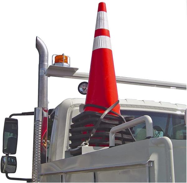 Carregador de cone de tráfego para caminhão, placa de montagem plana bloqueios rodoviários perna de pinça de cabelo armazenamento de pernas Cone organizador de tráfego bracket
