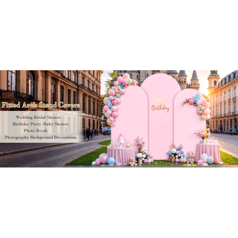 Pale Pink Arch Covers 3 Piece,Spandex Arch Backdrop Cover for Wedding、 Baby Shower 、Birthday Party