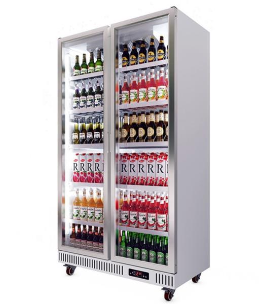 Vertical  Commercial Glass Door Freezer Fan Cooling Display Fridge For Beer Drinks