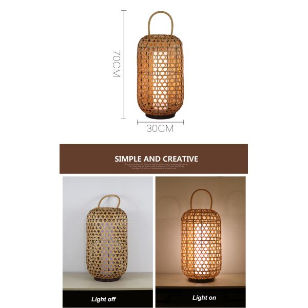 Waterproof Rattan Floor Lamp , Wicker Standing Lamp For Outdoor Balcony