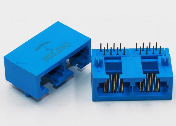 Certificado Unshielded de RoHS do conector fêmea dos portos RJ45 do RJ45 1x2 dois