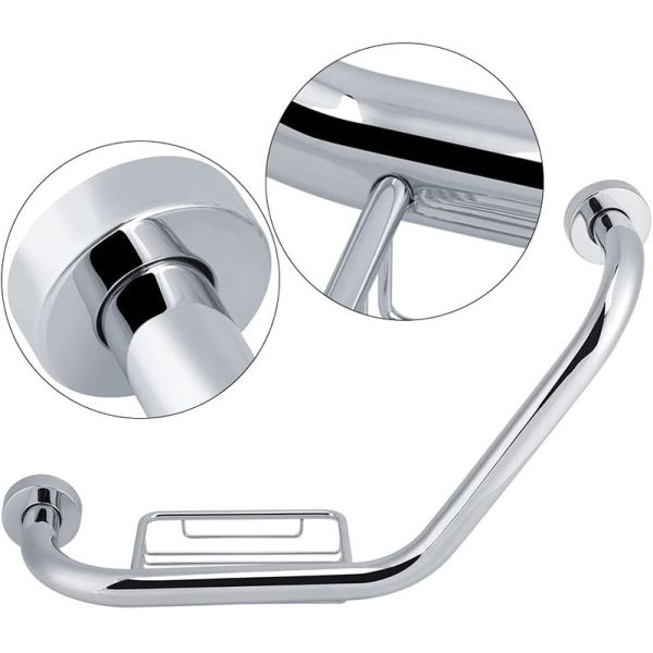 135 Degree Angled Bathroom Safety Handles Grab Bar With Matte Black Finish