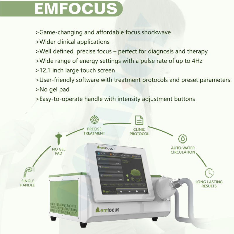 EMFOCUS Electromagnetic Focused Shockwave System for Sports Injury Recovery Chronic Pain Management and Rehabilitation Therapy