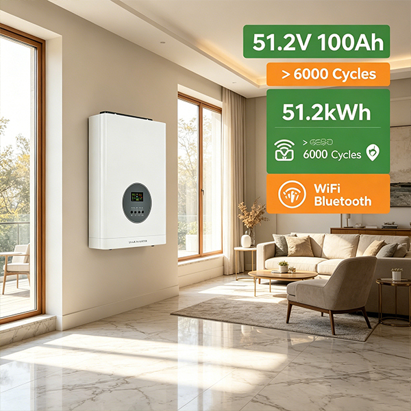 BTR 5.12kWh Wall-Mounted LiFePO4 Solar Energy Storage System with 5kW Load for