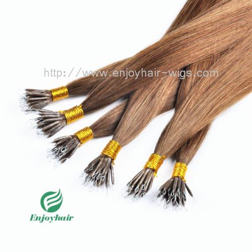 Nano Ring Hair Extensions16''- 26 100% Human Indian Remy  Hair 8# color hair extension