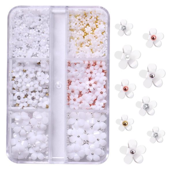 3D Resin Candy Color Nail Decoration Flower With Rhinestone for Nail Salon and Plastic