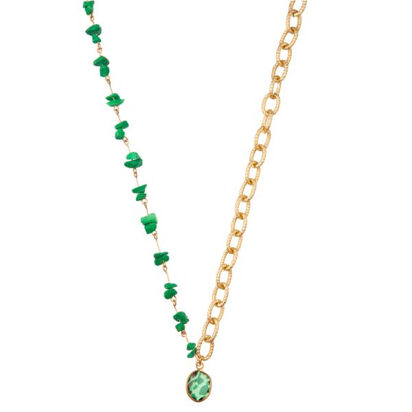 Multicolor Beaded 14K Gold-Plated Chain Link Gemstone/Pearl/Turquoise Pendant Necklace