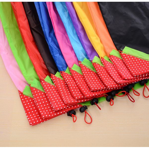 Ecological Drawstring Tote Bags Cute Strawberry Portable For Super Market
