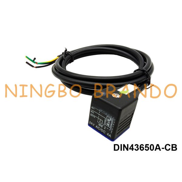 DIN43650A Waterproof IP67 Molded Cable Solenoid Valve Coil Connector With LED