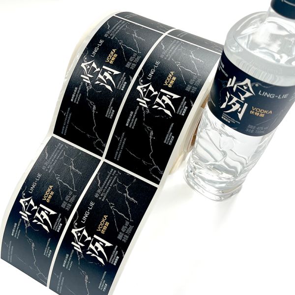 Wine Whisky Vodka Gin Roll Stickers Elegant Luxury Factory Supply Quick Production Gold Foil Debossing Custom Order