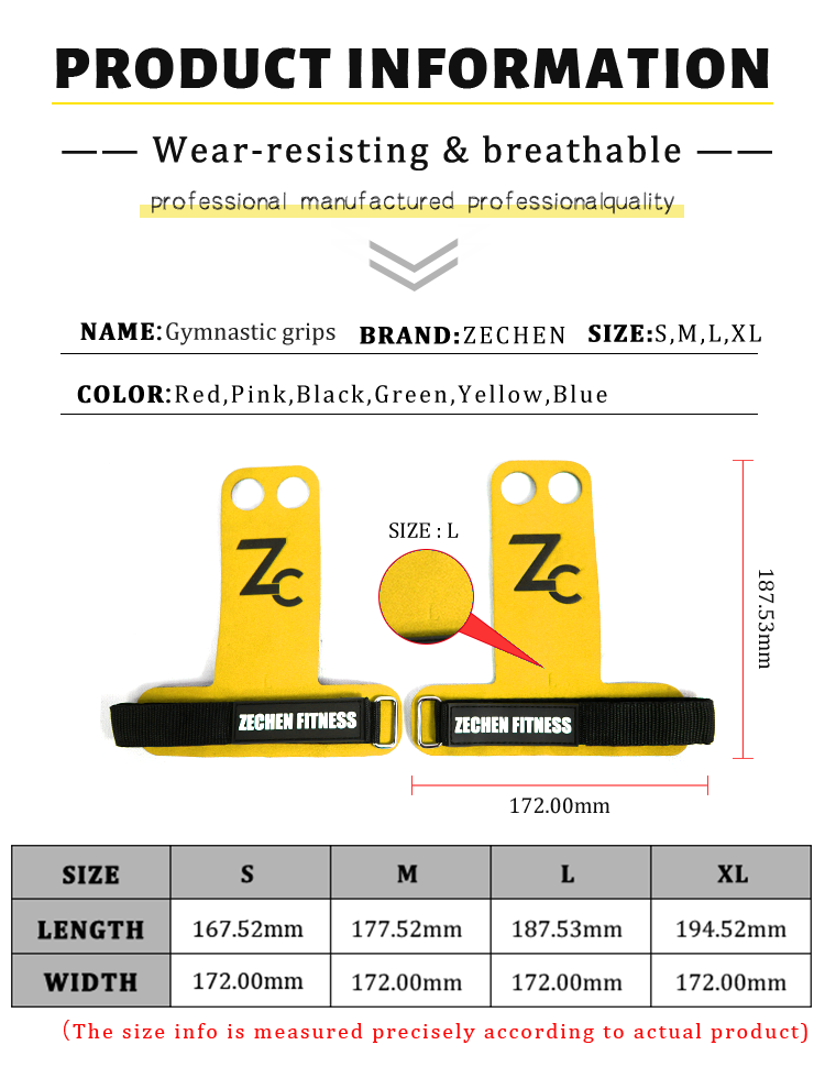 Carbon Fiber Crossfit Grip Gloves 2mm Gymnastics Hand Protectors Yellow 2 Holes