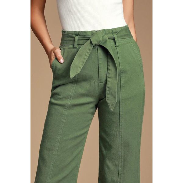 OEM Fashion Casual Pants Green Women Cargo Pants With Utility Pockets
