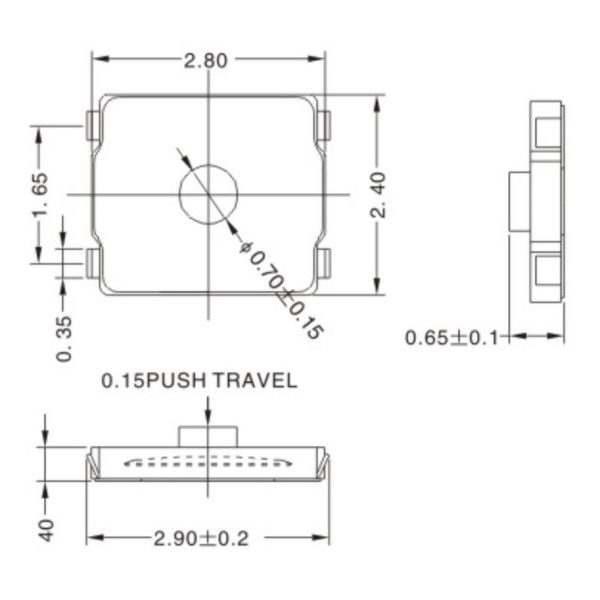 Тактильный переключатель тактичности IP67, переключатель Smd ISO9001 тактичности шлемофонов Bluetooth