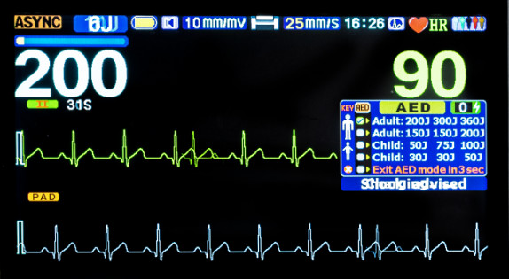 Portable Biphasic Defibrillator With ECG & Printer Li-ion Battery Opt. AED, Pacer, SpO2