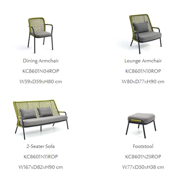 Modern Style Patio Rope Sofa Outdoor Furniture Hotel 2 Seater Aluminium Outdoor Sofa for Courtyard