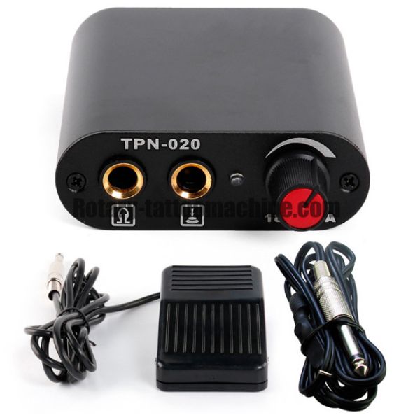 Aluminium Alloy Mini Tattoo Power Supply Black Red Silver Colors TPN-020