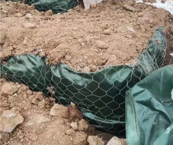 Gabion Bags Are Used For Slope Protection Embankment Construction Filled With Stones Soil