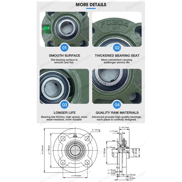 Stainless Steel Cage Pillow Block Bearing UCP205-16 UCF205-16 UCT205-16 UCFB205-16