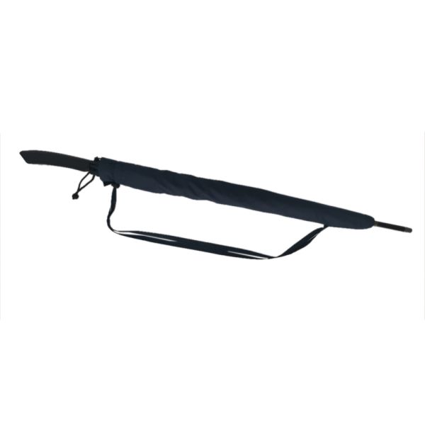 Navy Blue Small Windproof Umbrella Black Metal Double Ribs Straight Handle