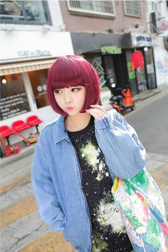 Short Straight Bangs Synthetic Hair Bob Wig