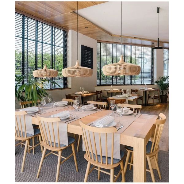 Dining Table Lighting Fixtures Bedroom Home Retro Art Designer Led Wooden Pendant Light(WH-WP-140)