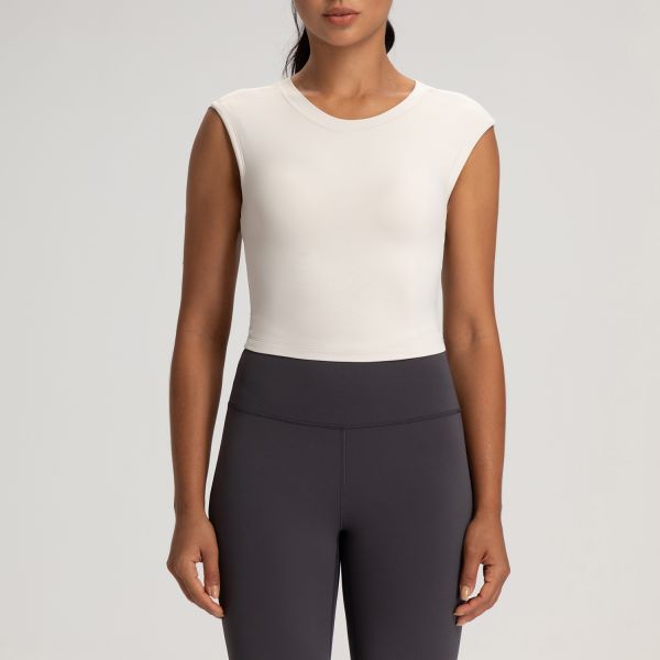 Olive Green Women Activewear Tops Cropped Buttery Soft Sleeveless Moisture Wicking